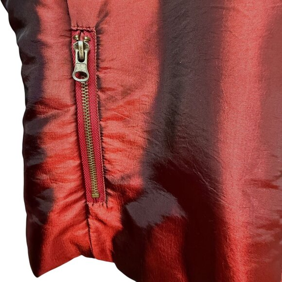 CHICOS Red Satin Shimmer Jacket Size Medium (Chicos 1) Zip Front Evening Holiday - Picture 9 of 9